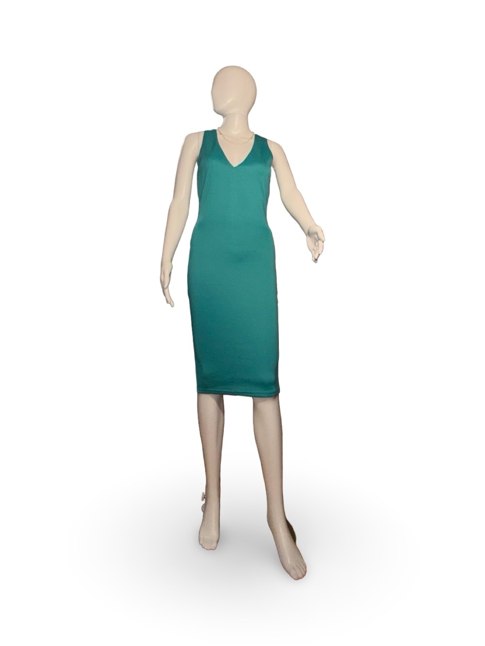 AX Paris Teal Green Sleeveless V-Neck Bodycon Midi Dress - 2